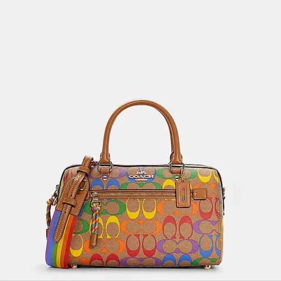 Coach Rainbow Rowan Satchel Convertible in Crossbody Bag